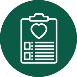 Clipboard icon with a heart and two checkboxes.